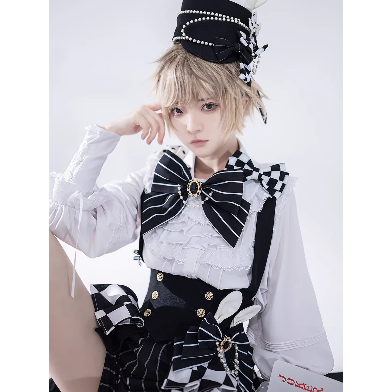VAMPS Tシャツ リボンアクセサリーセット 盤上騎士のコルセットとブラウスとハーフパンツとバックリボンと帽子と