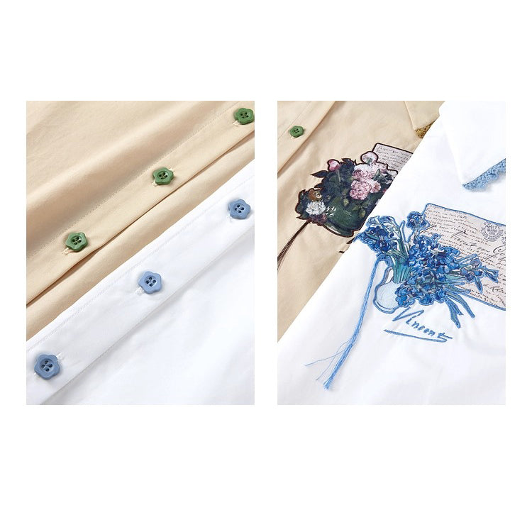 アイリスのある花瓶のブラウス