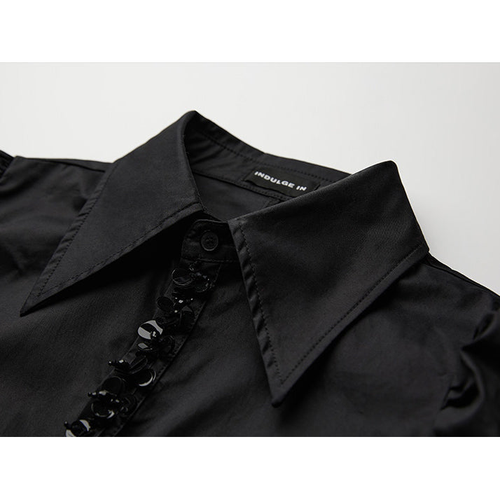 Black Slim Fit Decorative Shirt