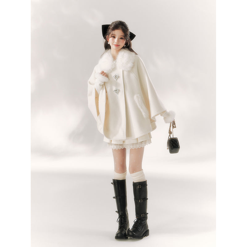 Innocent Girl Ribbon Fur Cloak