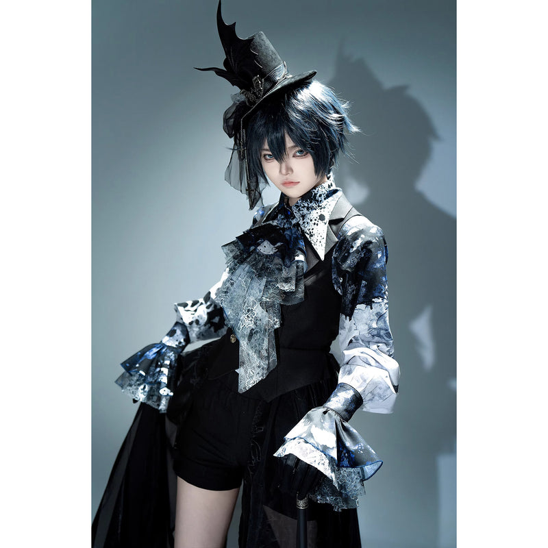 血塗れのお嬢様のヴィクトリアンブラウス - Dark Blue[2026年2月下旬-3月下旬発送予定]