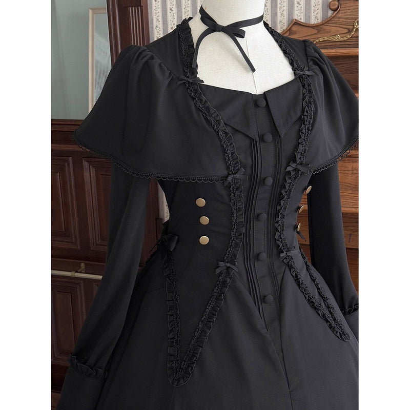 暗黒夜会のクラシカルケープワンピース - Black[2026年3月上旬-3月下旬発送予定]