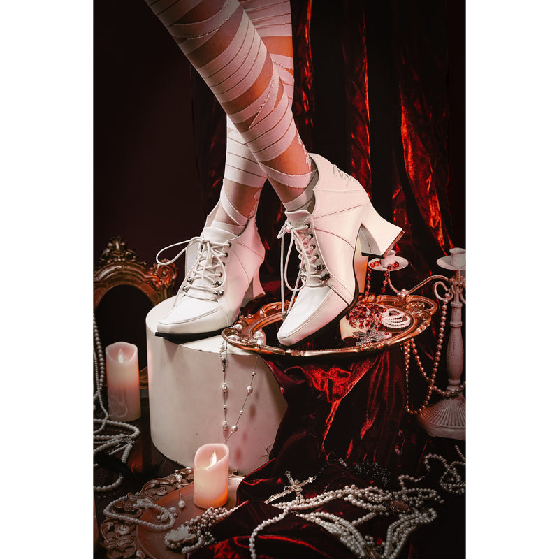 Vampire Lace-up Heeled Shoes - White[2025年11月上旬-11月下旬発送予定]