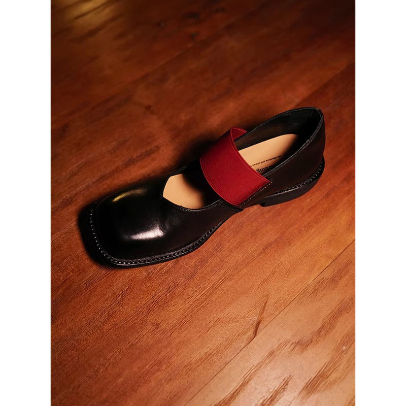 Black Square Toe Mary Jane Shoes