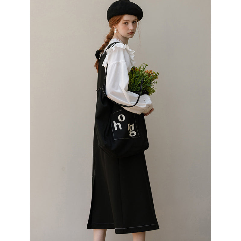 Black Lily Flower-Colored Jumper Skirt