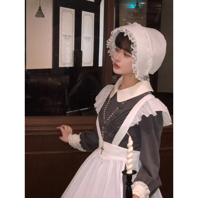 召使いのお嬢様のクラシカルワンピースとエプロンとボンネット[2026年2月下旬-3月下旬発送予定]