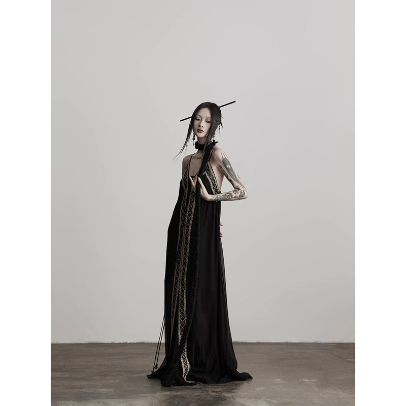 Geometric Embroidery Camisole Dress