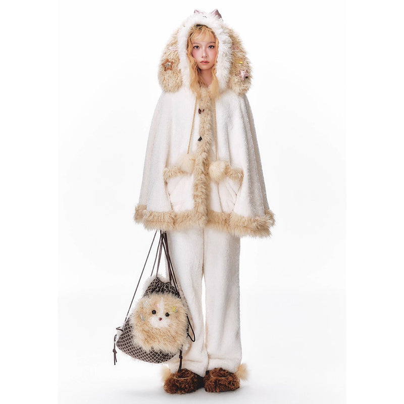 もふもふ子犬のルームウェア（ポンチョとパンツ）