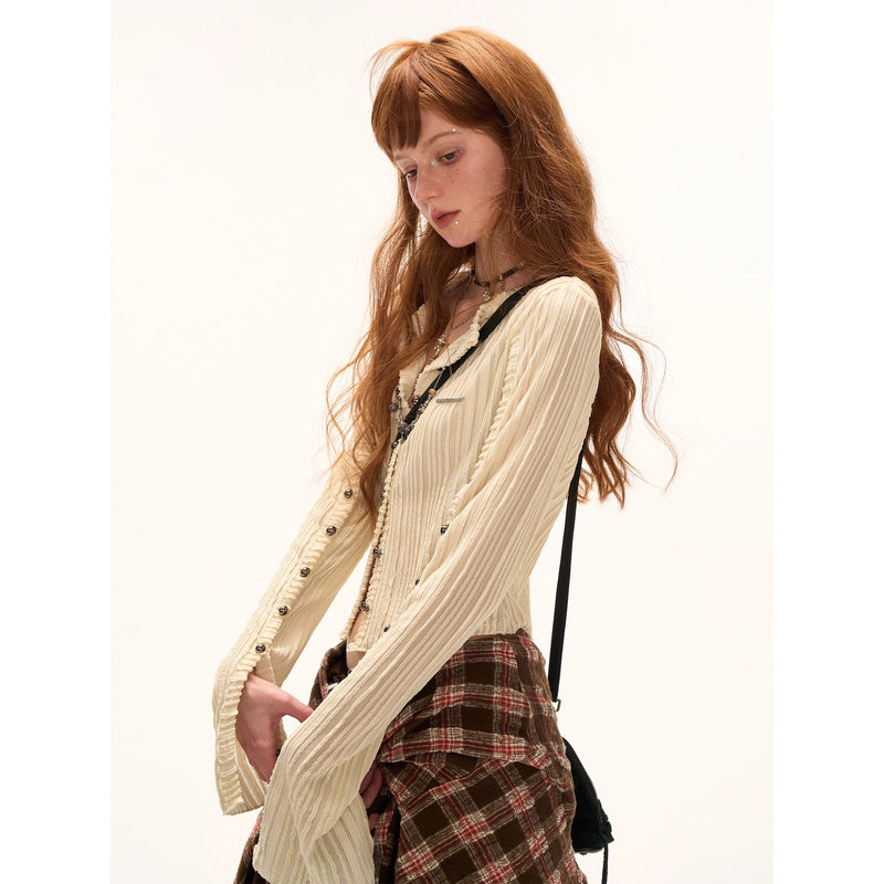 Striped Multi Button Knit Cardigan