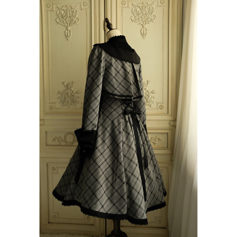 薄墨の格子柄ショートジャケットとケープ[2026年3月下旬-4月下旬発送予定]