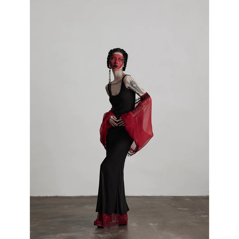 Bright Red Silk Fairy Shawl