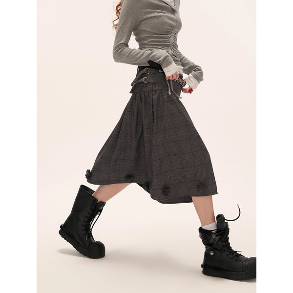 Dark Gray Plaid Skirt