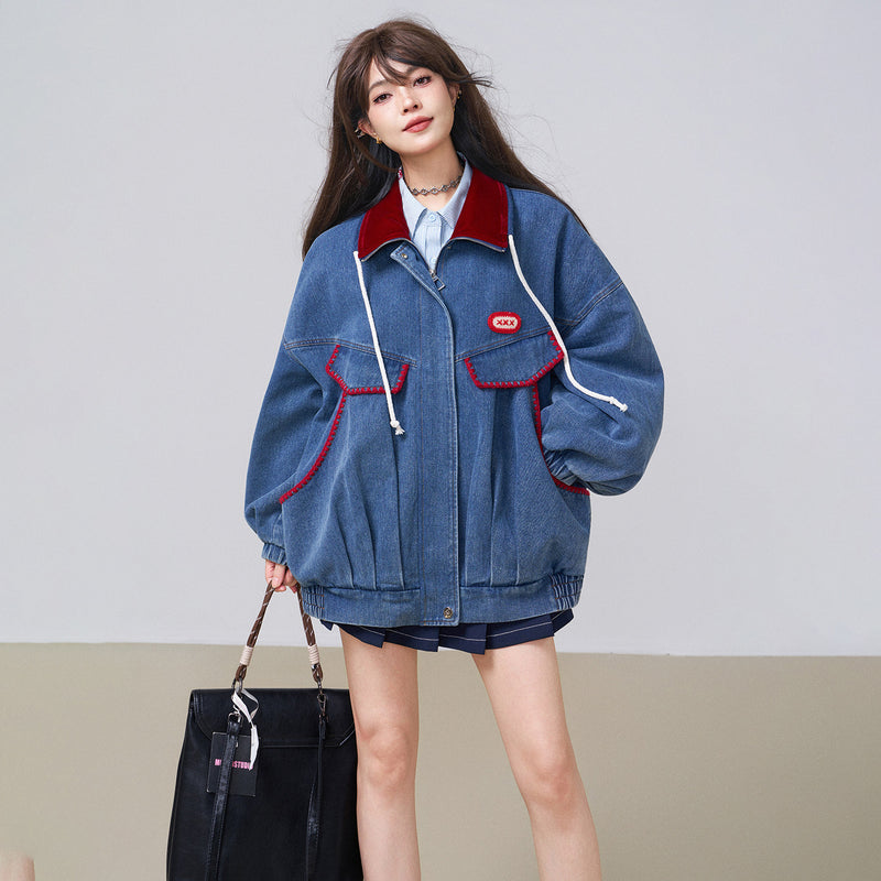 真っ赤なリボンのデニムジャケット[2026年3月下旬発送予定] – ManusMachina