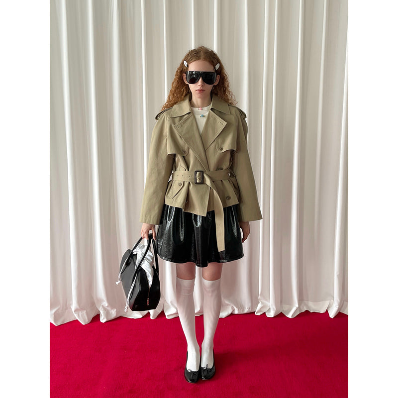 Khaki Cropped Trench Coat