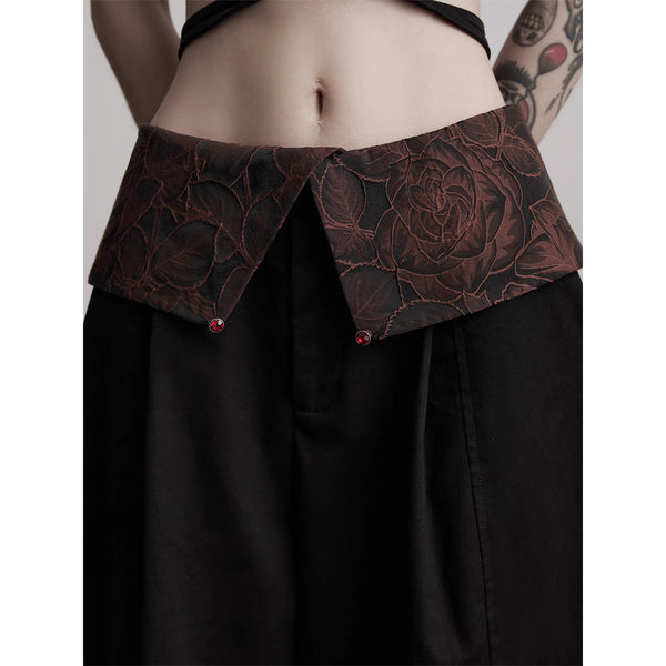 Dark Embossed Wide Pants