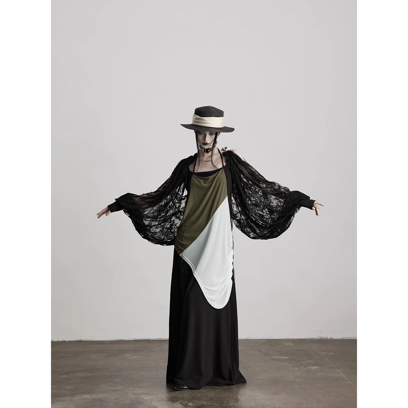Dark Night Flower Embroidered Lace Sleeves