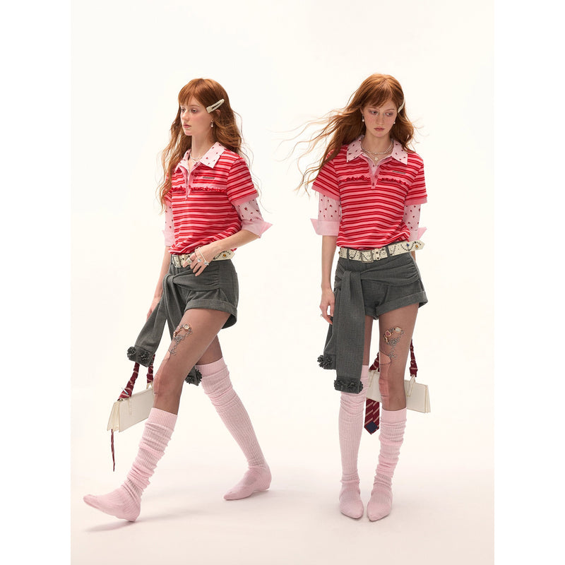 Red Striped Docking Polo Top