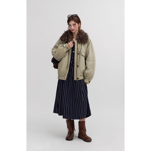 Oversized Retro Fur Work Jacket