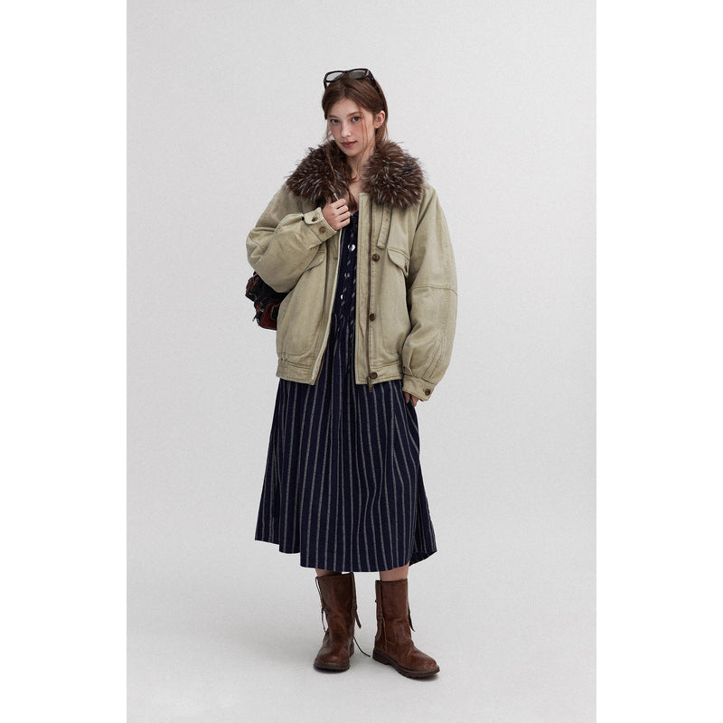 Oversized Retro Fur Work Jacket