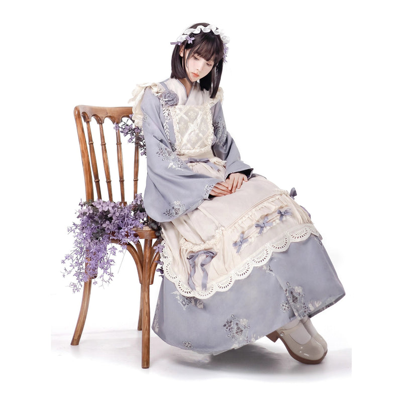 深窓の令嬢クラシカルワンピースと刺繍リボンエプロン