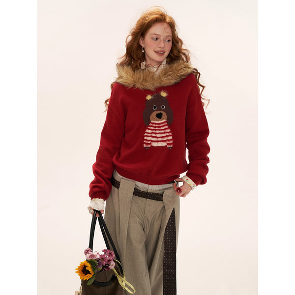 Cute Dog Fur Knit Sweatshirt