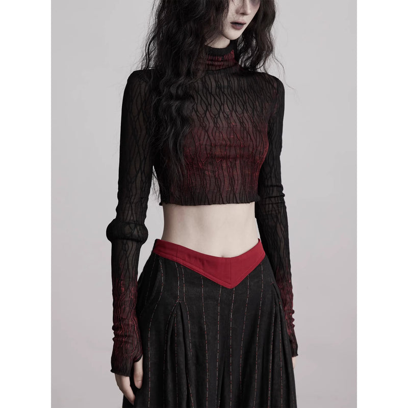 Red Flame Lace High Neck Top