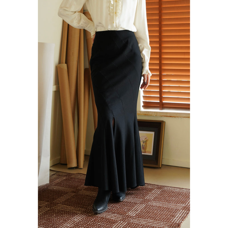 Black Wool Mermaid Skirt