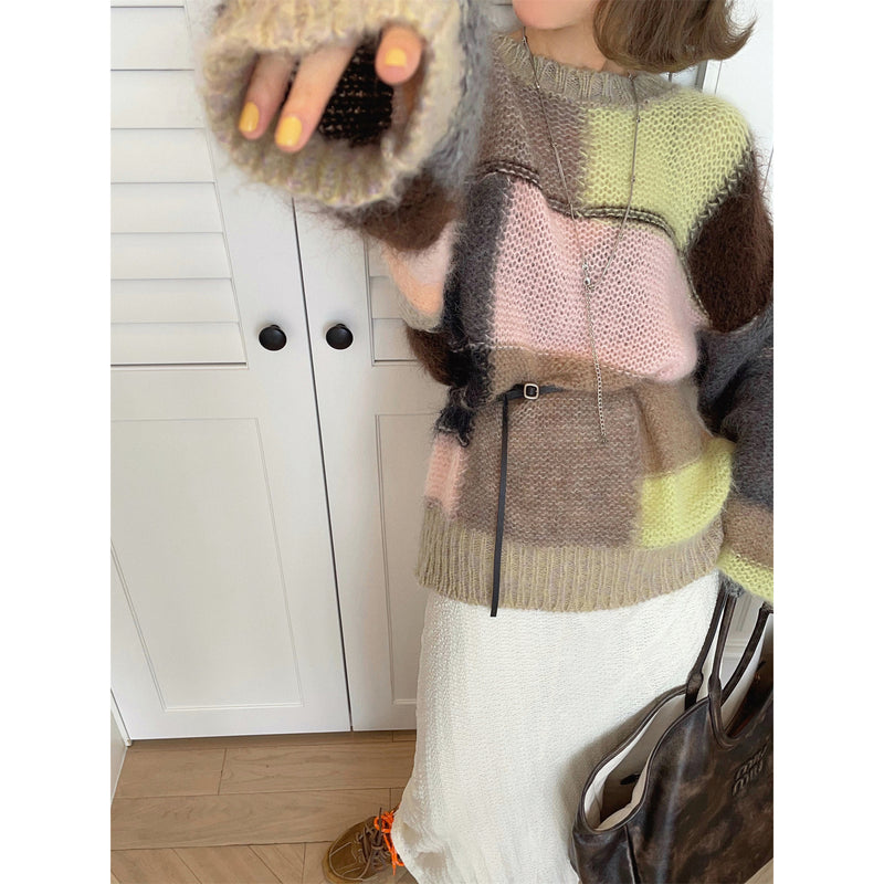 Colorful Mohair Loose Sweater