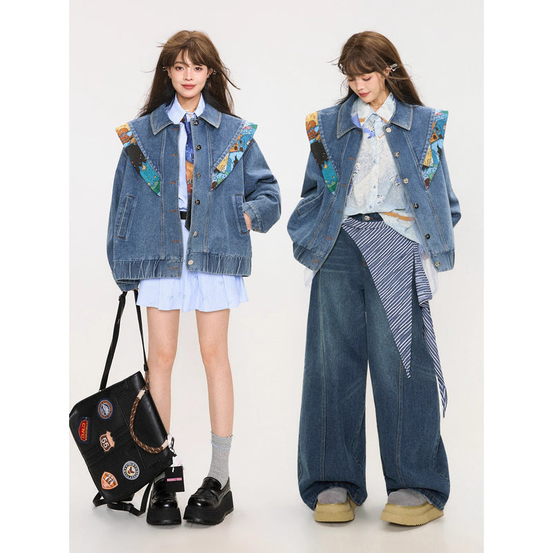 西洋油彩画のウイングリボンデニムジャケット