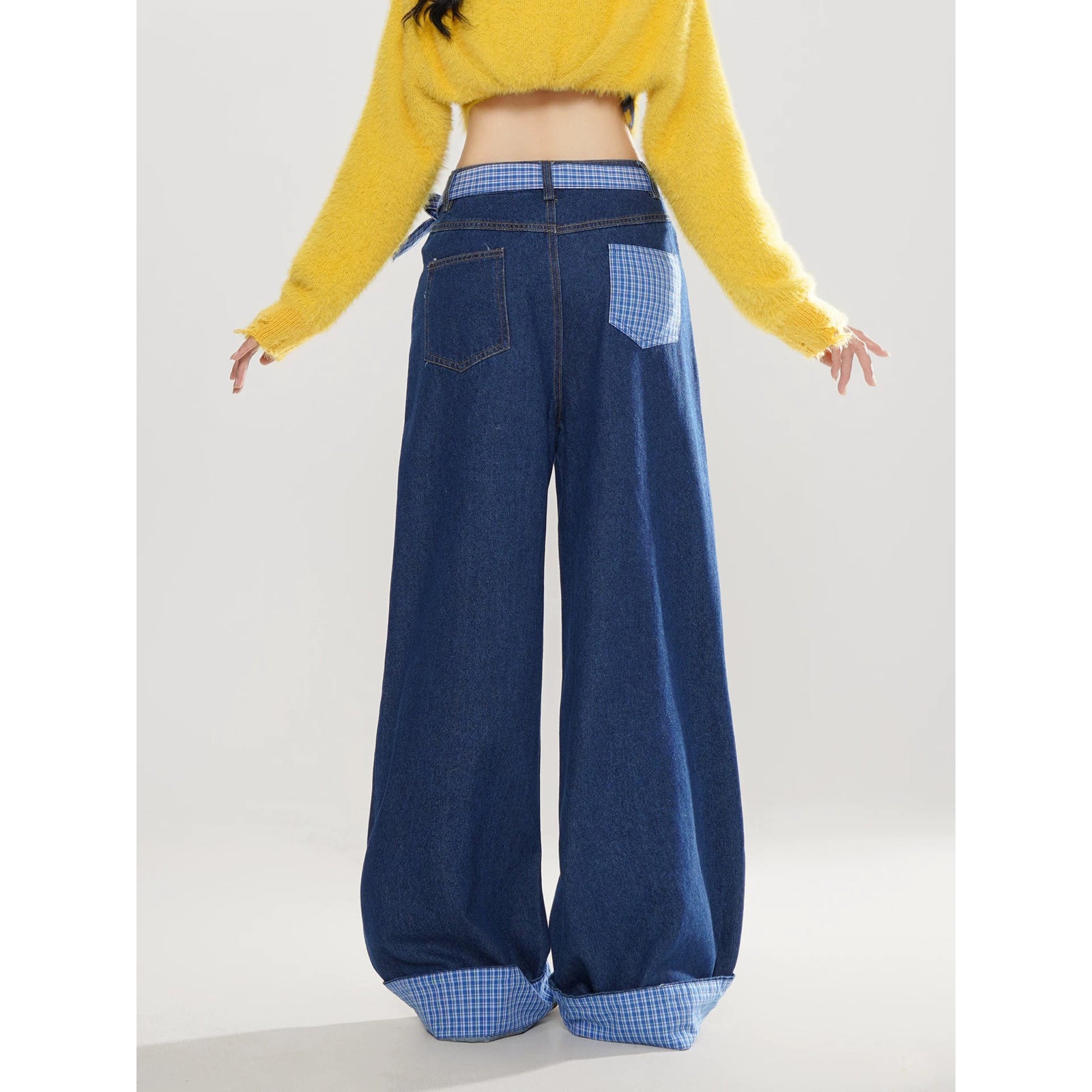 Puppy Embroidered Checkered Denim Pants – ManusMachina