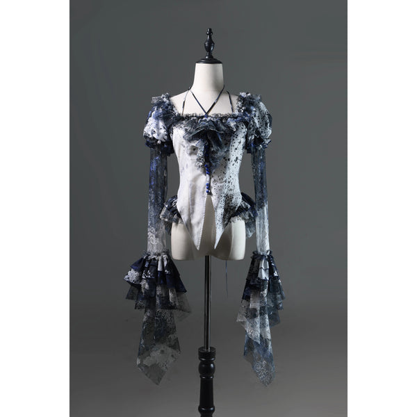 血塗れのお嬢様のゴシックブラウス - Dark Blue[2026年2月下旬-3月下旬発送予定]