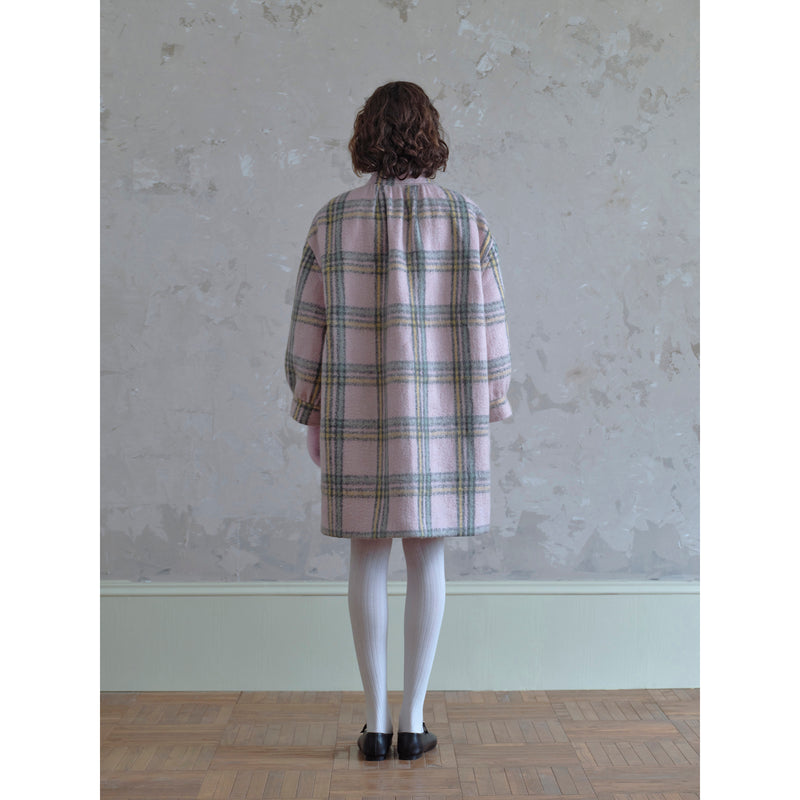 Pink Plaid Wool Retro Coat