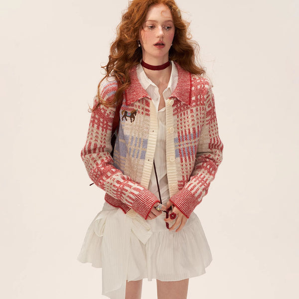 Pony and Check Cardigan Jacket