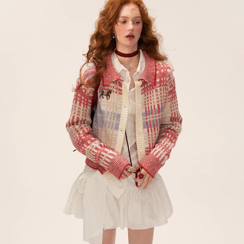 Pony and Check Cardigan Jacket