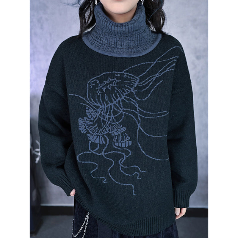 海月の挿絵タートルネックセーター