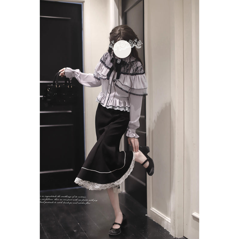 夜会の令嬢のケープトップスとマーメイドスカート