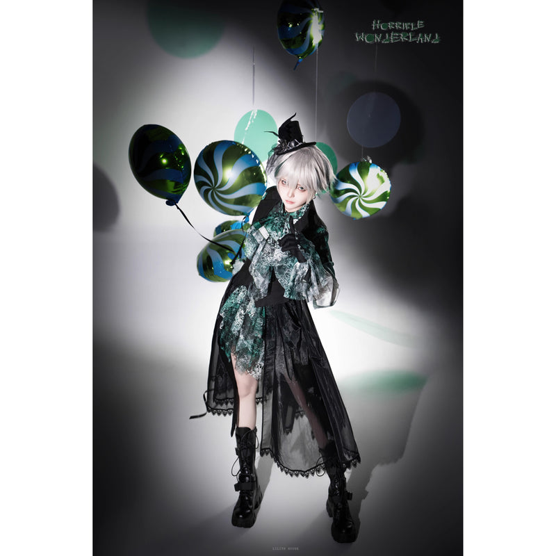 血塗れのお嬢様のゴシックスカートパンツ - Green[2026年2月下旬-3月下旬発送予定]