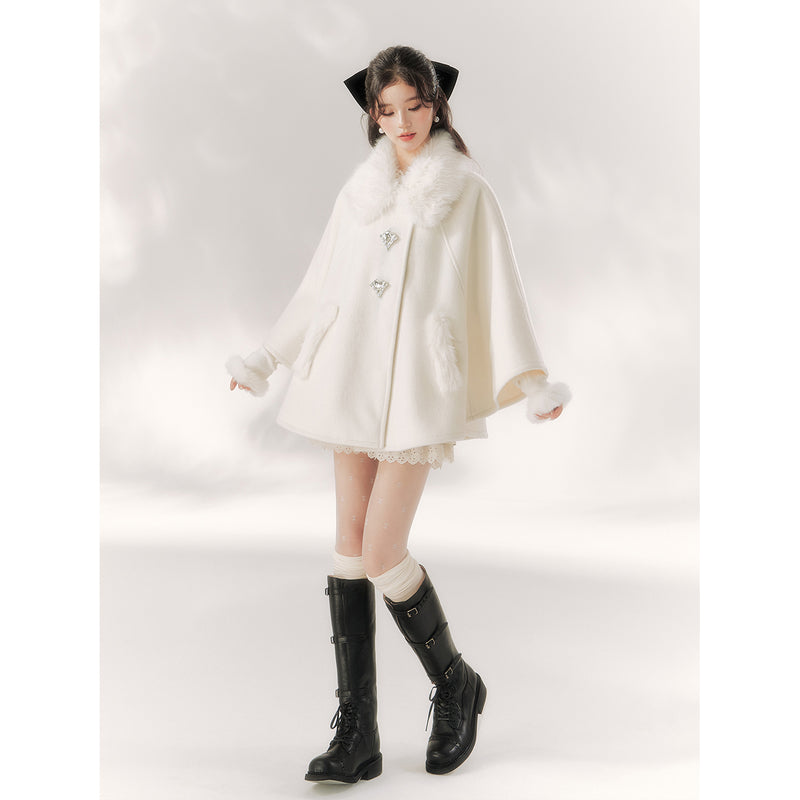 Innocent Girl Ribbon Fur Cloak