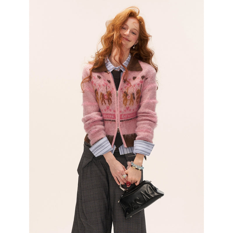 Merry-Go-Round Zip-up Knit Cardigan