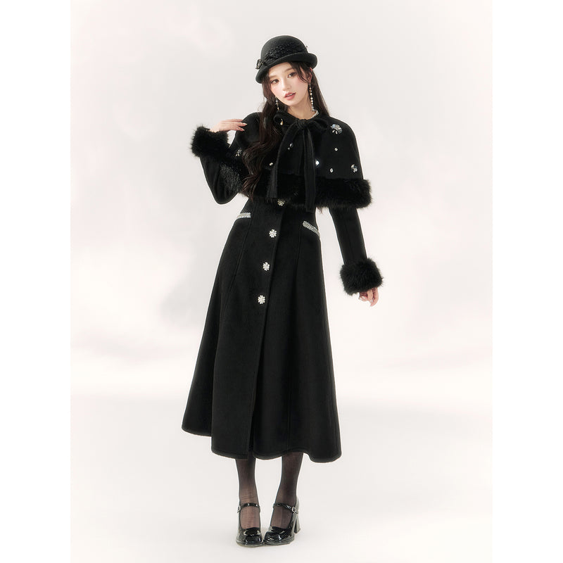 Elegant Embroidered Classical Cape Coat