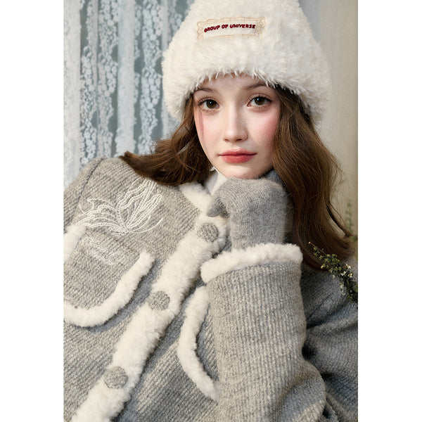 Fluffy White Knit Hat