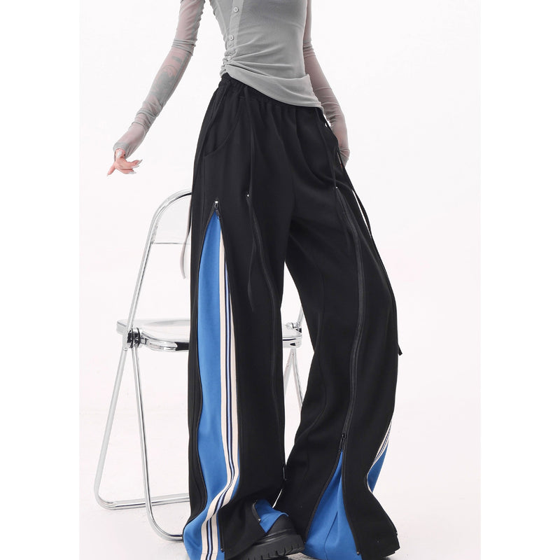 Blue Switching Wide Track Pants