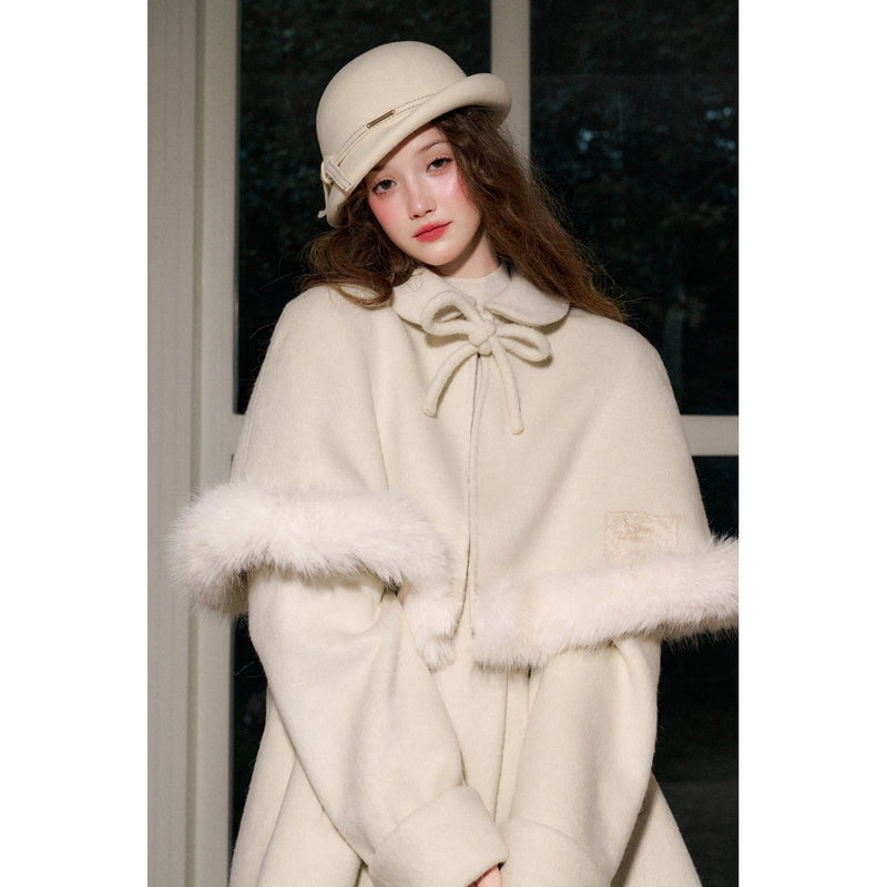 Elegant Queen's Cape Wool Coat