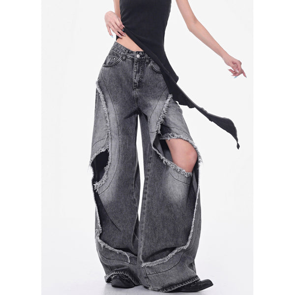 Distressed Wide Denim Pants