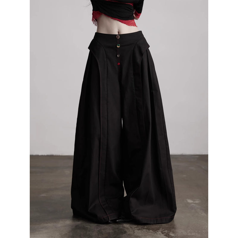 Planet Button Black Wide Pants