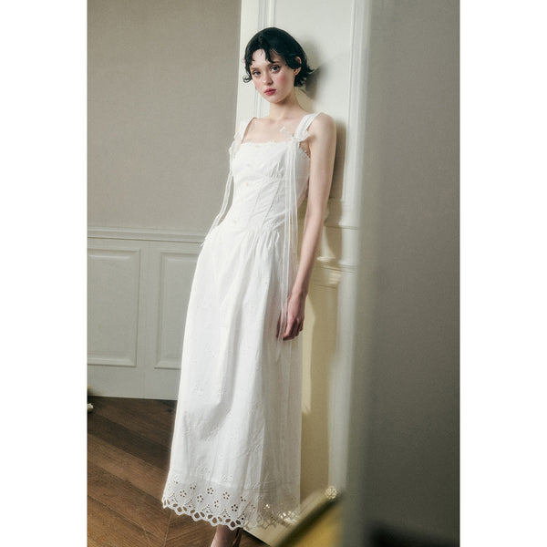 Flower Embroidered Cotton Camisole Dress