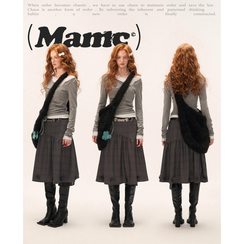 Dark Gray Plaid Skirt