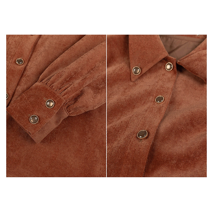 Orange Brown Corduroy Blouse