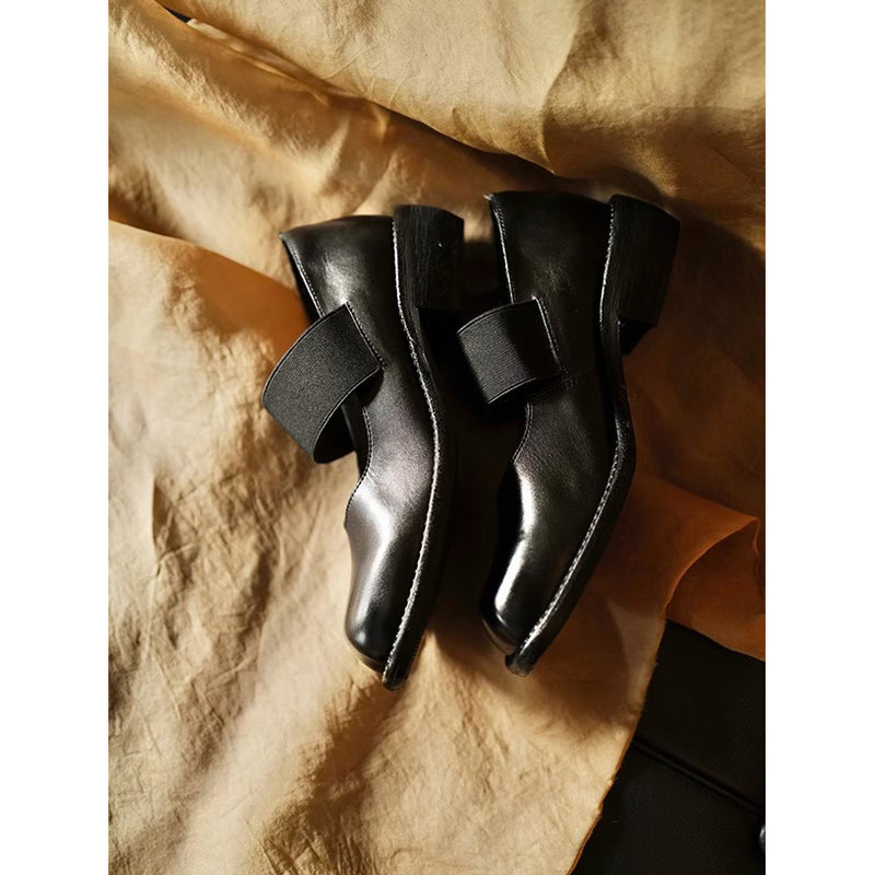 Black Square Toe Mary Jane Shoes
