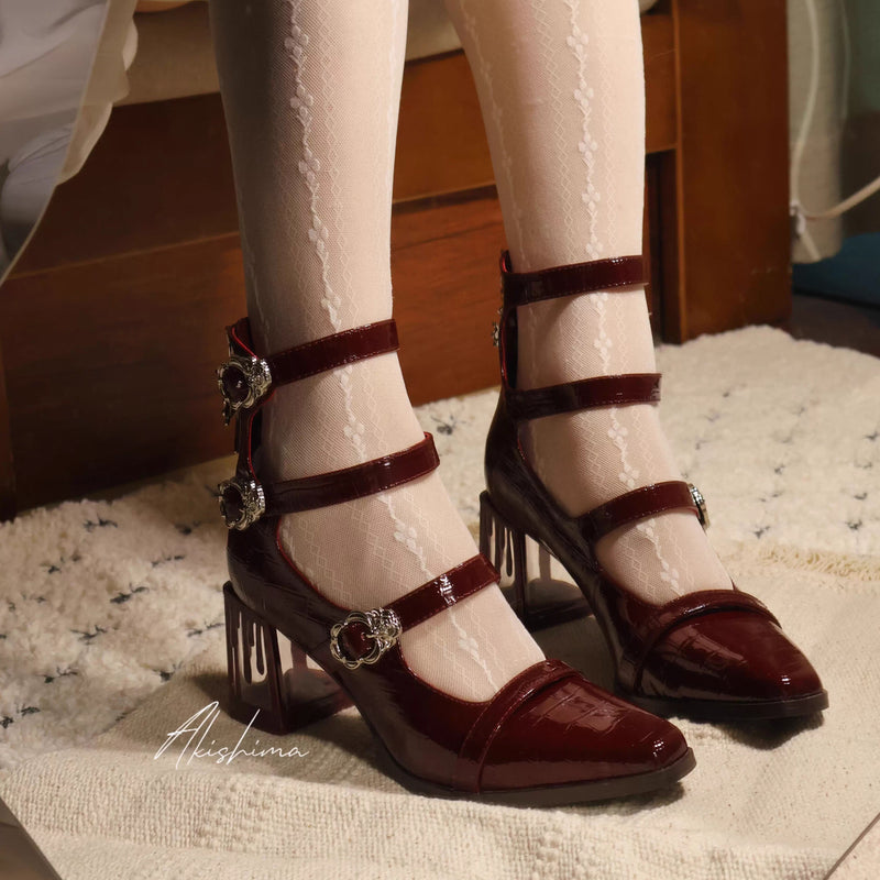 神話の女神のゴシックヒールパンプス - Wine Red[2025年11月中旬-12月中旬発送予定]